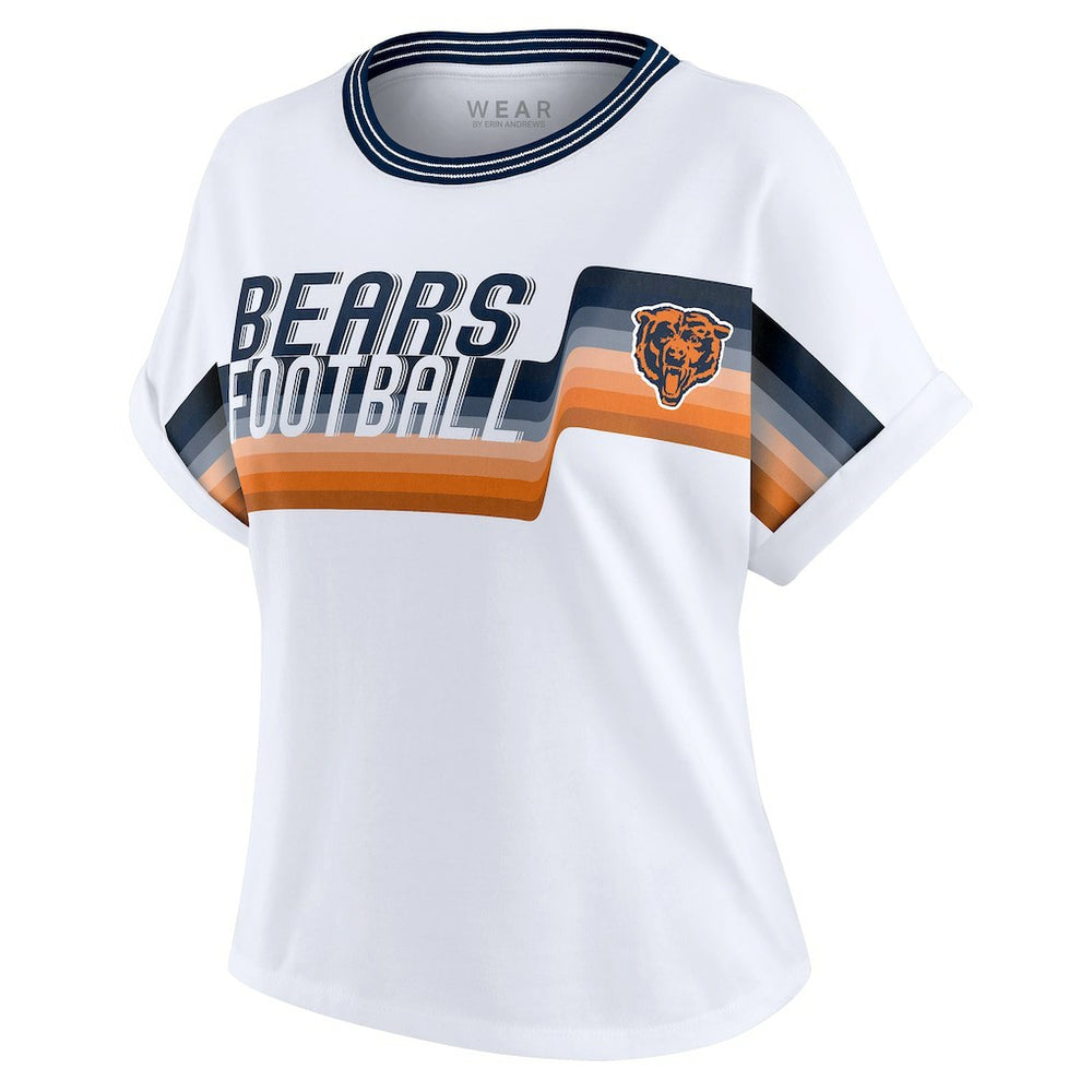 Chicago Bears  WEAR by Erin Andrews Women's Cropped Center Stripe Dolman T-Shirt