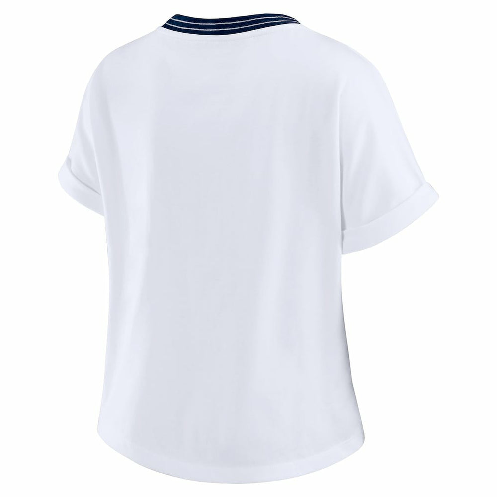 Chicago Bears  WEAR by Erin Andrews Women's Cropped Center Stripe Dolman T-Shirt