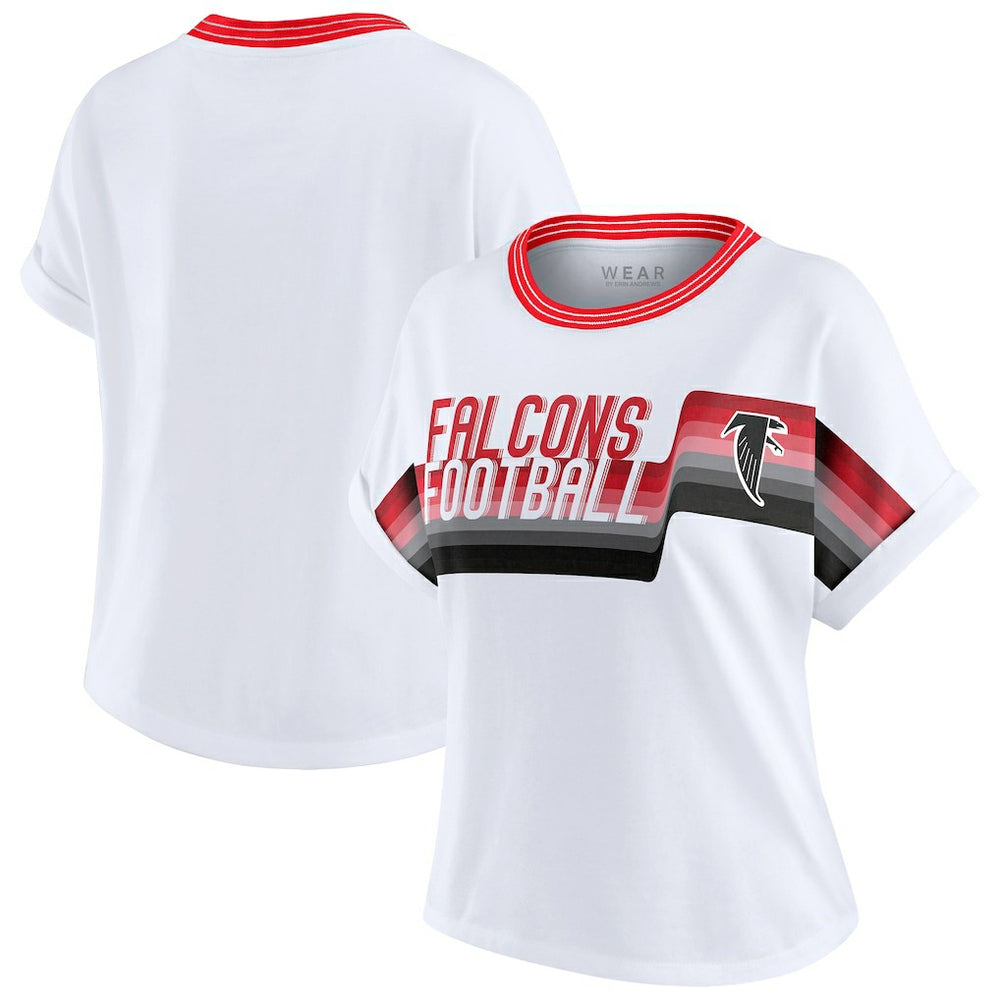Atlanta Falcons  WEAR by Erin Andrews Women's Cropped Center Stripe Dolman T-Shirt