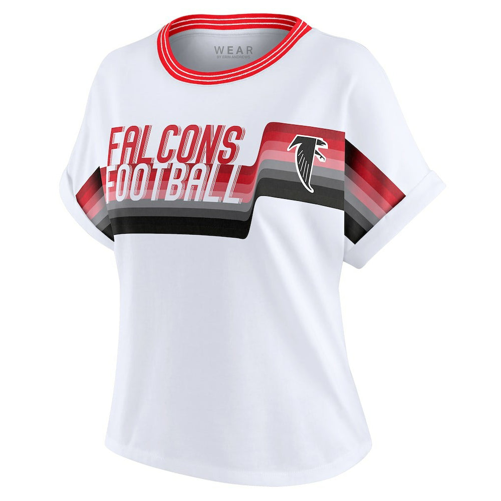 Atlanta Falcons  WEAR by Erin Andrews Women's Cropped Center Stripe Dolman T-Shirt