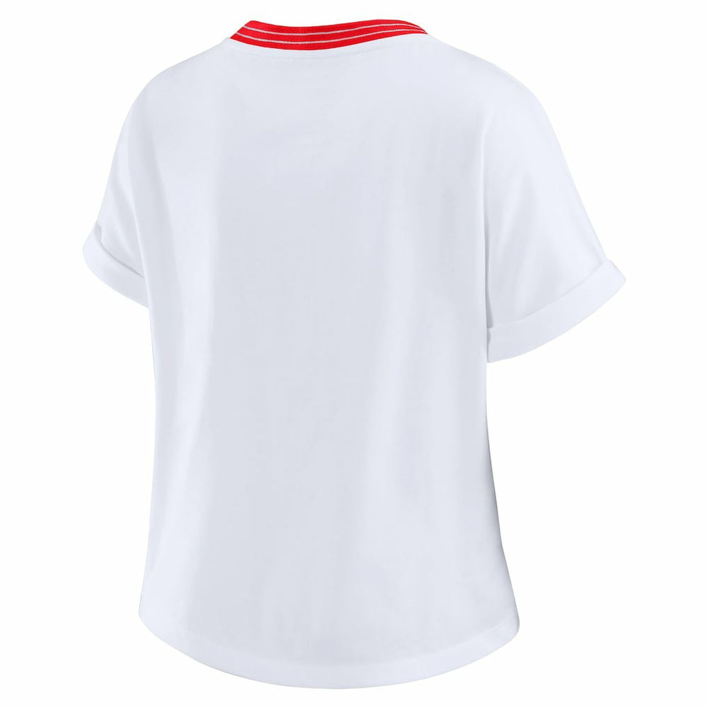 Atlanta Falcons  WEAR by Erin Andrews Women's Cropped Center Stripe Dolman T-Shirt