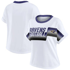 Baltimore Ravens  WEAR by Erin Andrews Women's Cropped Center Stripe Dolman T-Shirt