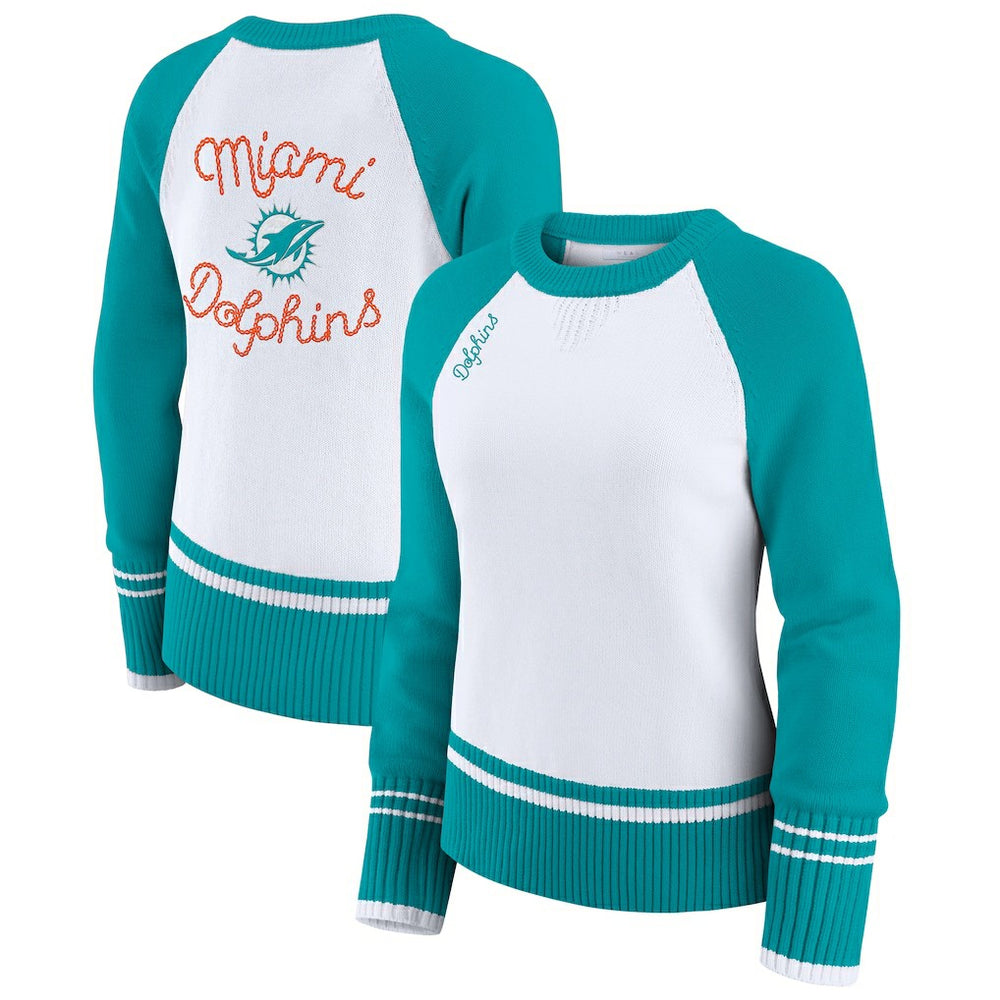 Miami Dolphins  WEAR by Erin Andrews Women's Colorblock Raglan Sweater
