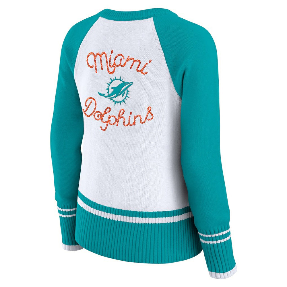 Miami Dolphins  WEAR by Erin Andrews Women's Colorblock Raglan Sweater