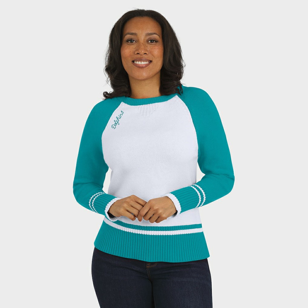 Miami Dolphins  WEAR by Erin Andrews Women's Colorblock Raglan Sweater