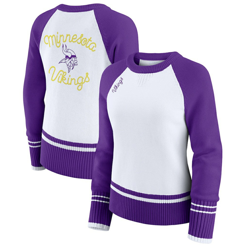 Minnesota Vikings  WEAR by Erin Andrews Women's Colorblock Raglan Sweater