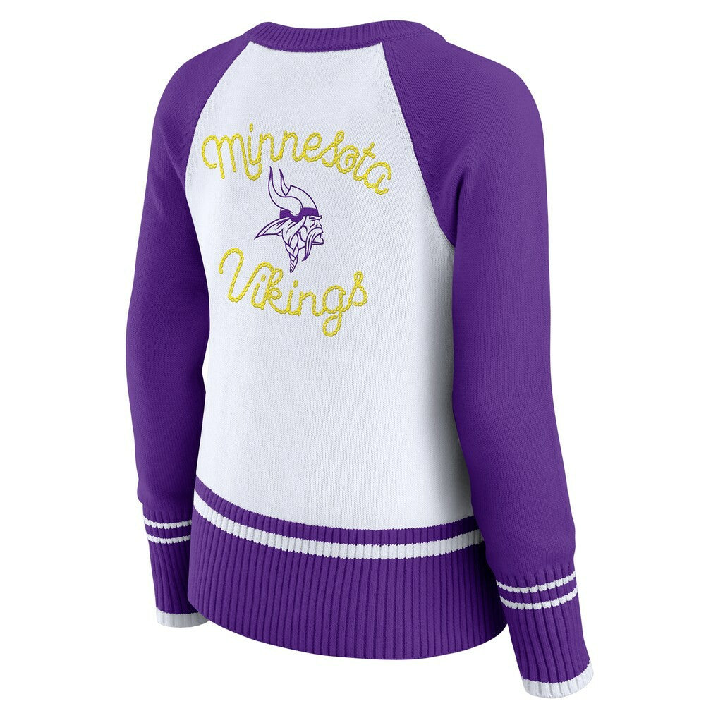 Minnesota Vikings  WEAR by Erin Andrews Women's Colorblock Raglan Sweater