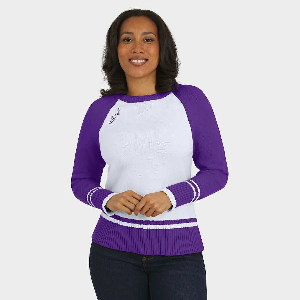 Minnesota Vikings  WEAR by Erin Andrews Women's Colorblock Raglan Sweater