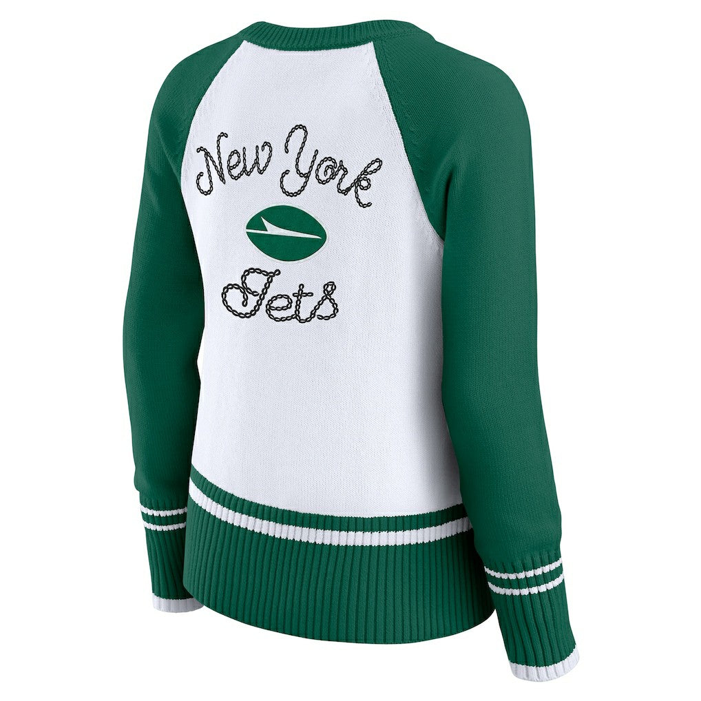 New York Jets  WEAR by Erin Andrews Women's Colorblock Raglan Sweater