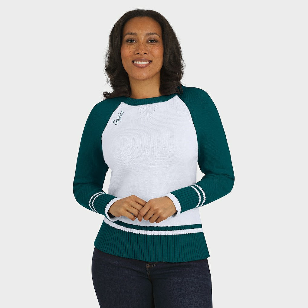 Philadelphia Eagles  WEAR by Erin Andrews Women's Colorblock Raglan Sweater