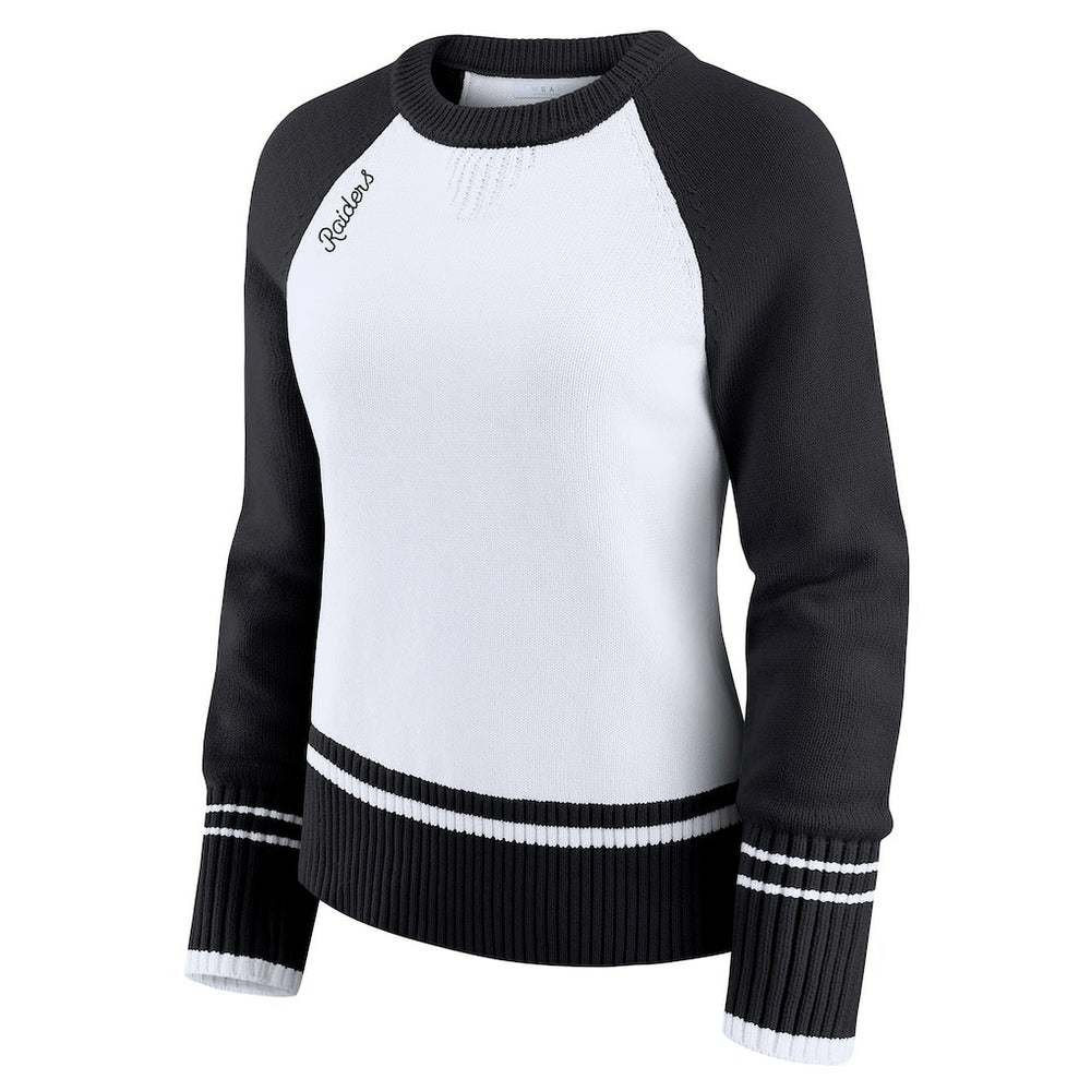 Las Vegas Raiders  WEAR by Erin Andrews Women's Colorblock Raglan Sweater