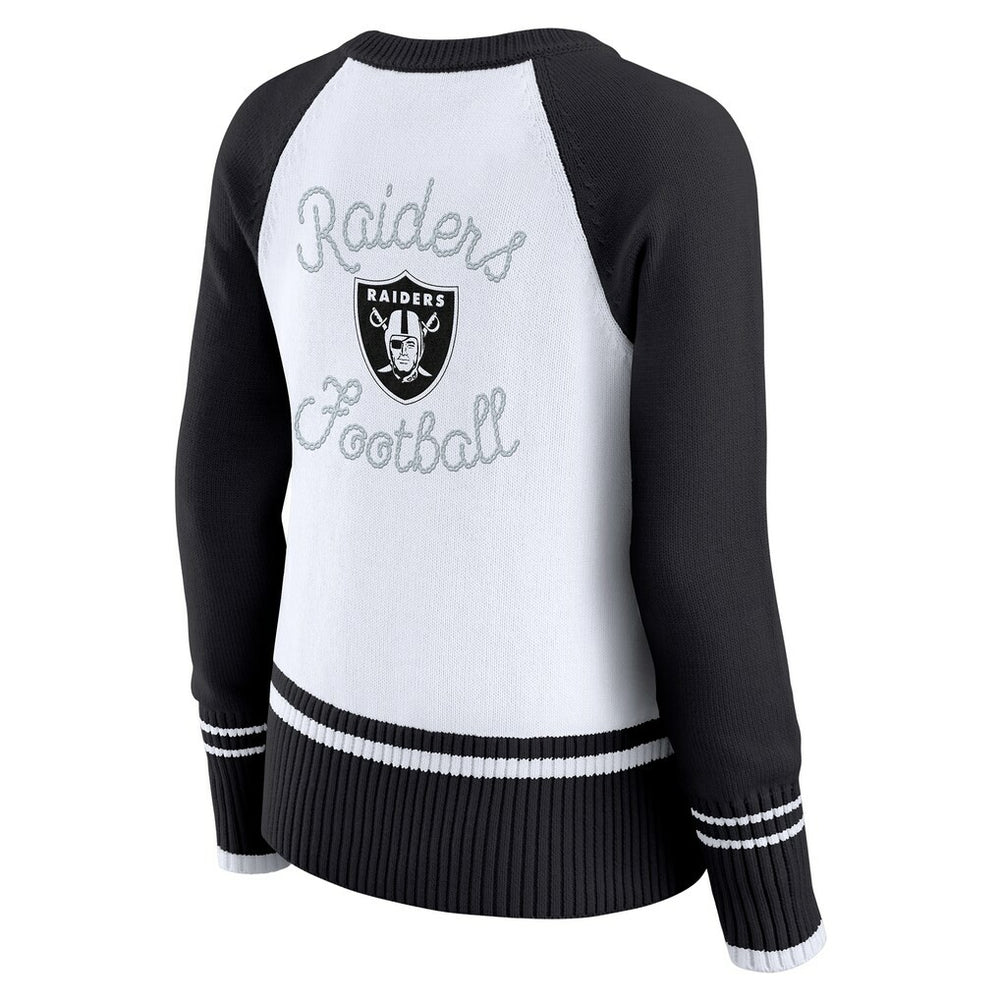 Las Vegas Raiders  WEAR by Erin Andrews Women's Colorblock Raglan Sweater