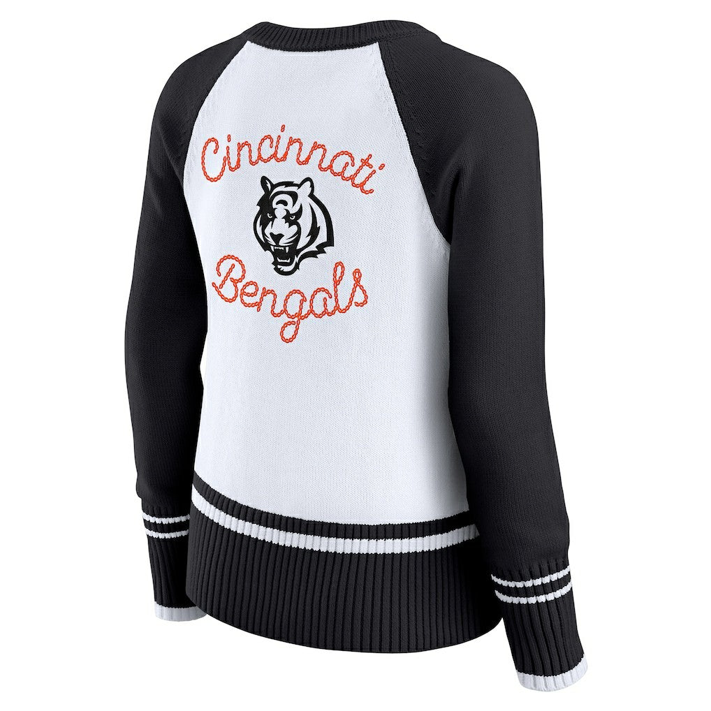 Cincinnati Bengals  WEAR by Erin Andrews Women's Colorblock Raglan Sweater