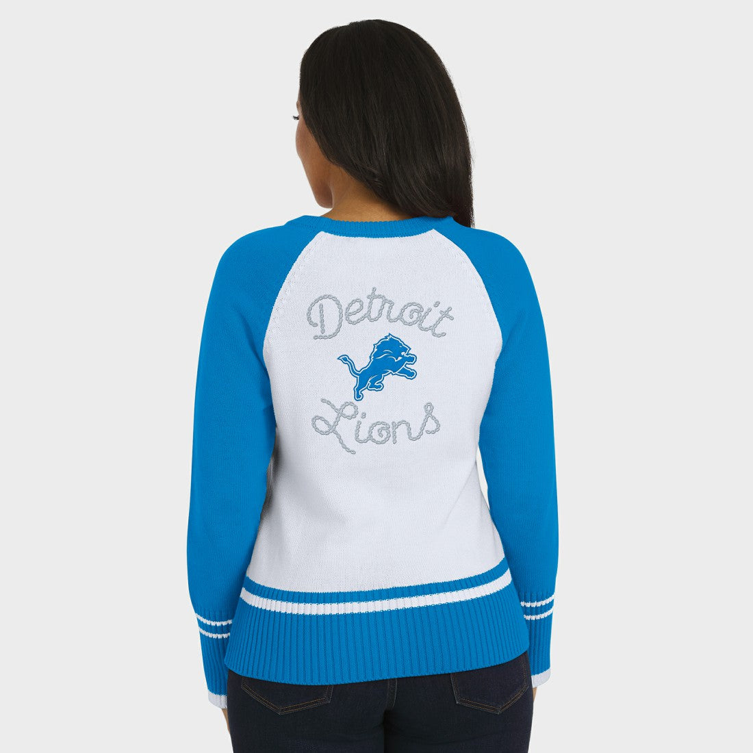 Detroit Lions  WEAR by Erin Andrews Women's Colorblock Raglan Sweater