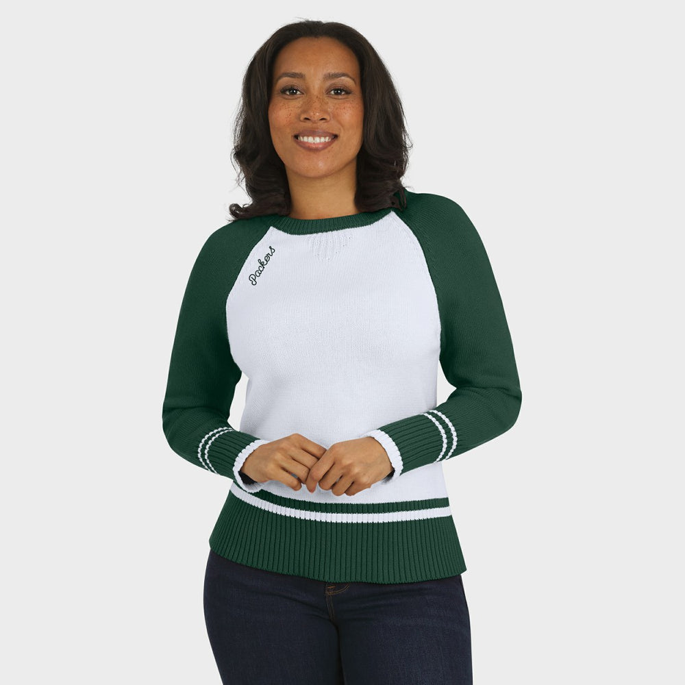 Green Bay Packers  WEAR by Erin Andrews Women's Colorblock Raglan Sweater