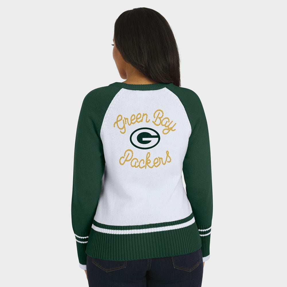 Green Bay Packers  WEAR by Erin Andrews Women's Colorblock Raglan Sweater