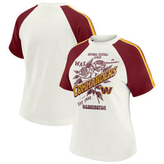 Washington Commanders  WEAR by Erin Andrews Women's Sleeve Stripe Distressed Raglan T-Shirt