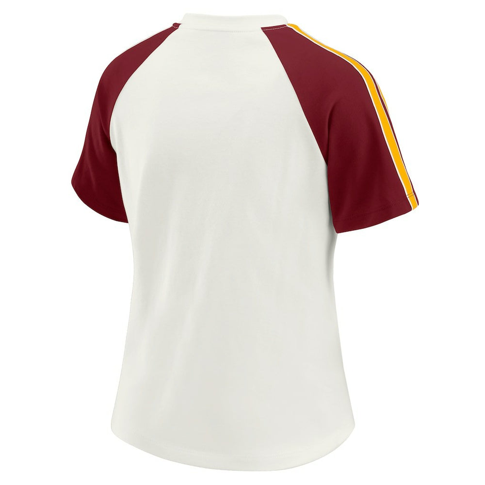 Washington Commanders  WEAR by Erin Andrews Women's Sleeve Stripe Distressed Raglan T-Shirt