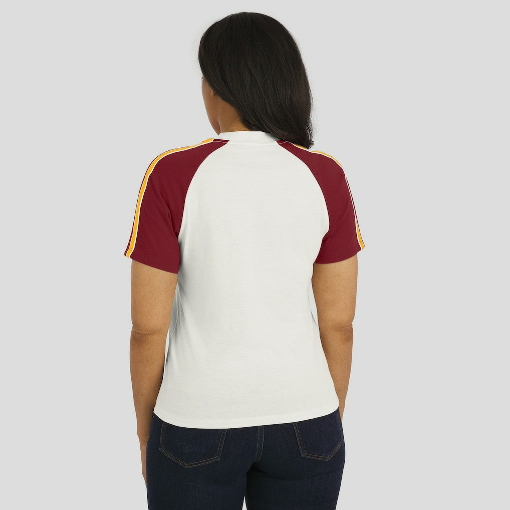 Washington Commanders  WEAR by Erin Andrews Women's Sleeve Stripe Distressed Raglan T-Shirt