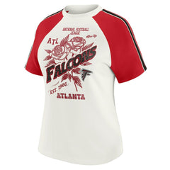 Atlanta Falcons  WEAR by Erin Andrews Women's Sleeve Stripe Distressed Raglan T-Shirt