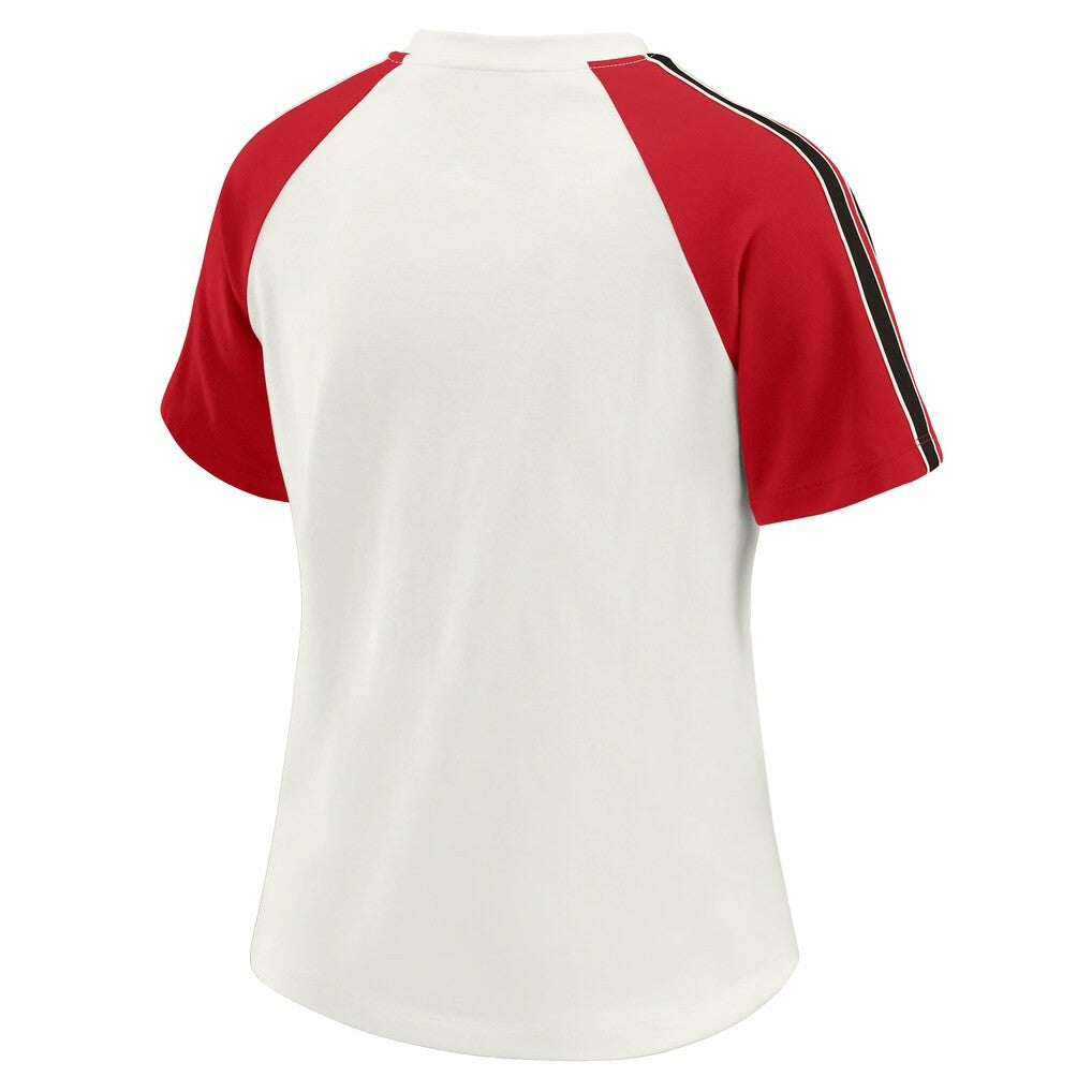 Atlanta Falcons  WEAR by Erin Andrews Women's Sleeve Stripe Distressed Raglan T-Shirt