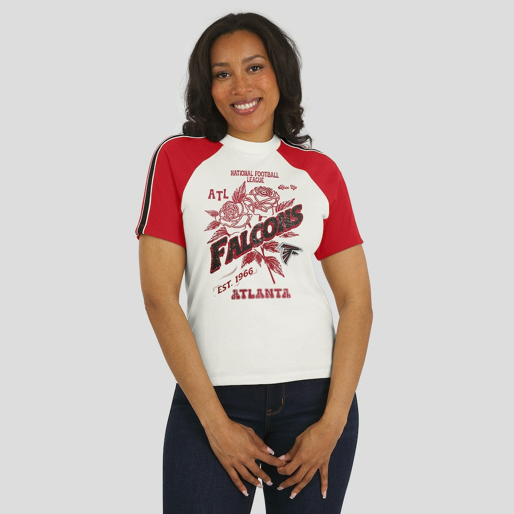 Atlanta Falcons  WEAR by Erin Andrews Women's Sleeve Stripe Distressed Raglan T-Shirt