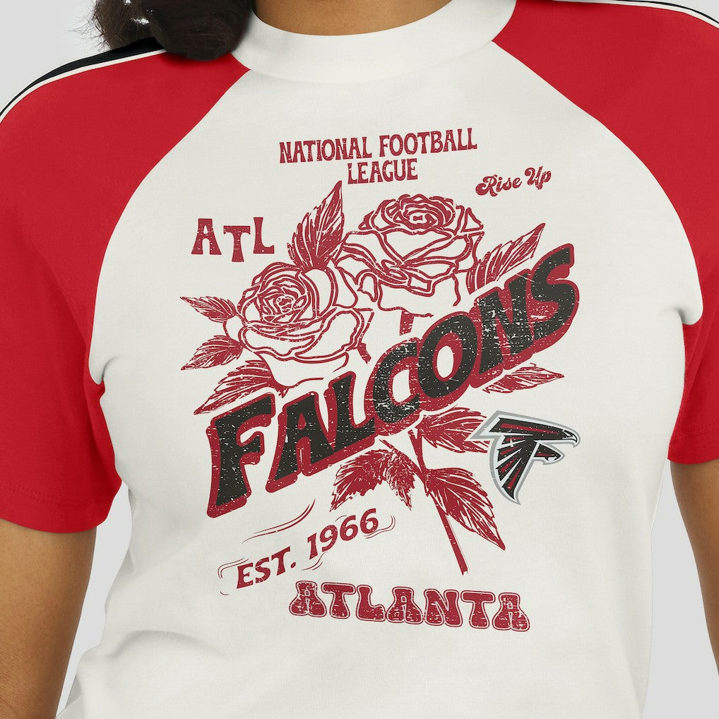Atlanta Falcons  WEAR by Erin Andrews Women's Sleeve Stripe Distressed Raglan T-Shirt