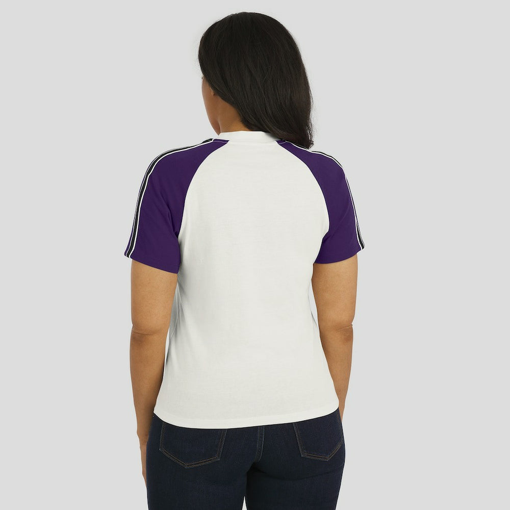 Baltimore Ravens  WEAR by Erin Andrews Women's Sleeve Stripe Distressed Raglan T-Shirt