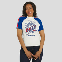 Buffalo Bills  WEAR by Erin Andrews Women's Sleeve Stripe Distressed Raglan T-Shirt