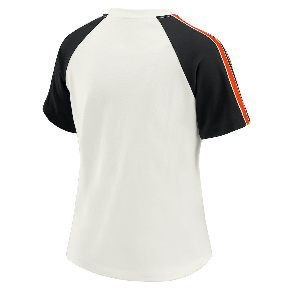 Cincinnati Bengals  WEAR by Erin Andrews Women's Sleeve Stripe Distressed Raglan T-Shirt
