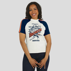 Denver Broncos  WEAR by Erin Andrews Women's Sleeve Stripe Distressed Raglan T-Shirt