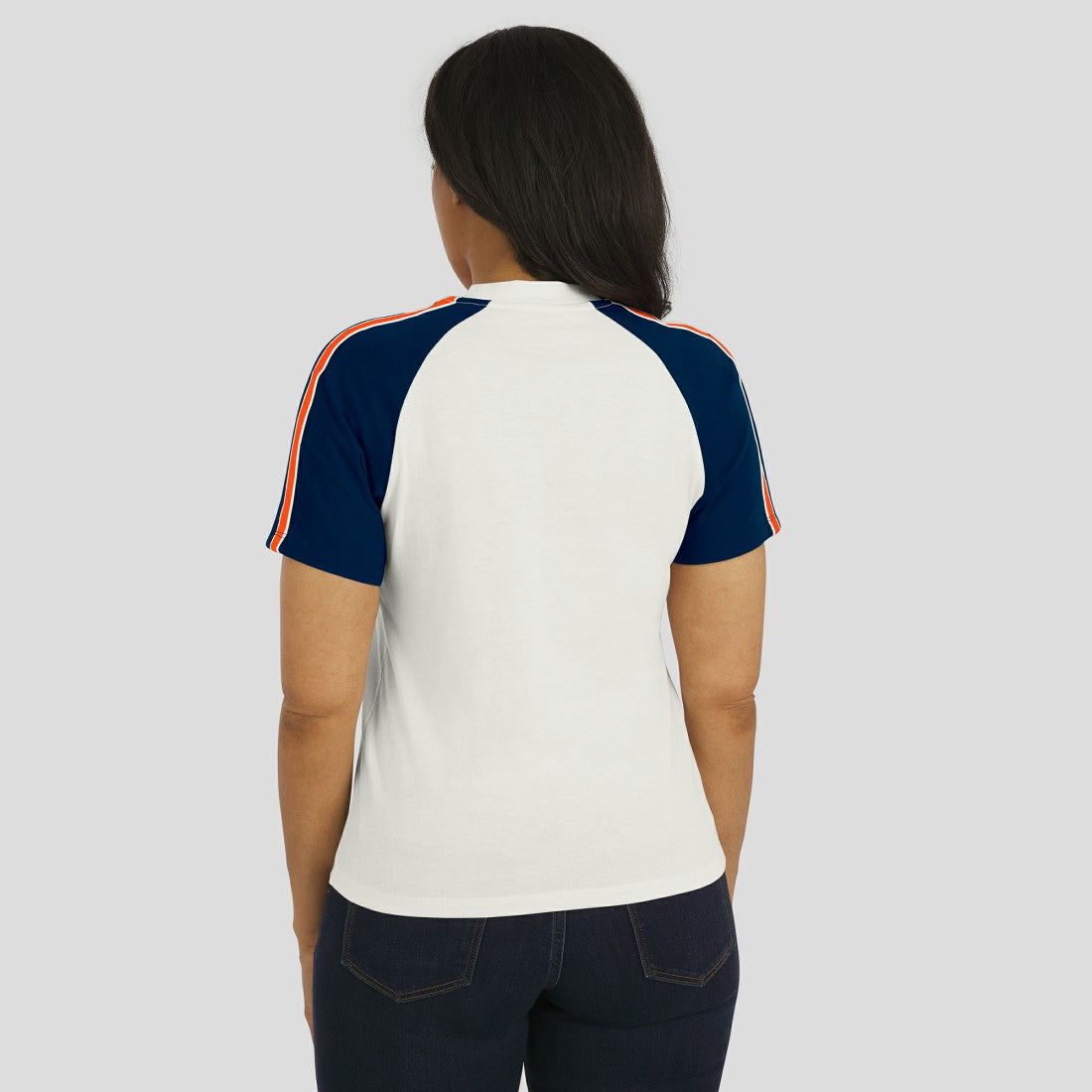 Denver Broncos  WEAR by Erin Andrews Women's Sleeve Stripe Distressed Raglan T-Shirt