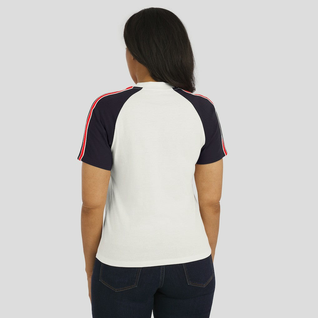 Houston Texans  WEAR by Erin Andrews Women's Sleeve Stripe Distressed Raglan T-Shirt