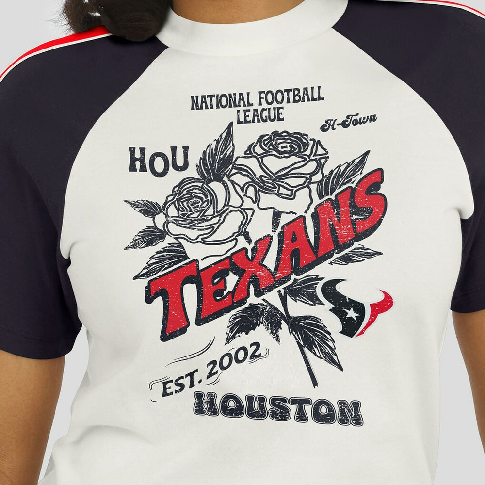 Houston Texans  WEAR by Erin Andrews Women's Sleeve Stripe Distressed Raglan T-Shirt