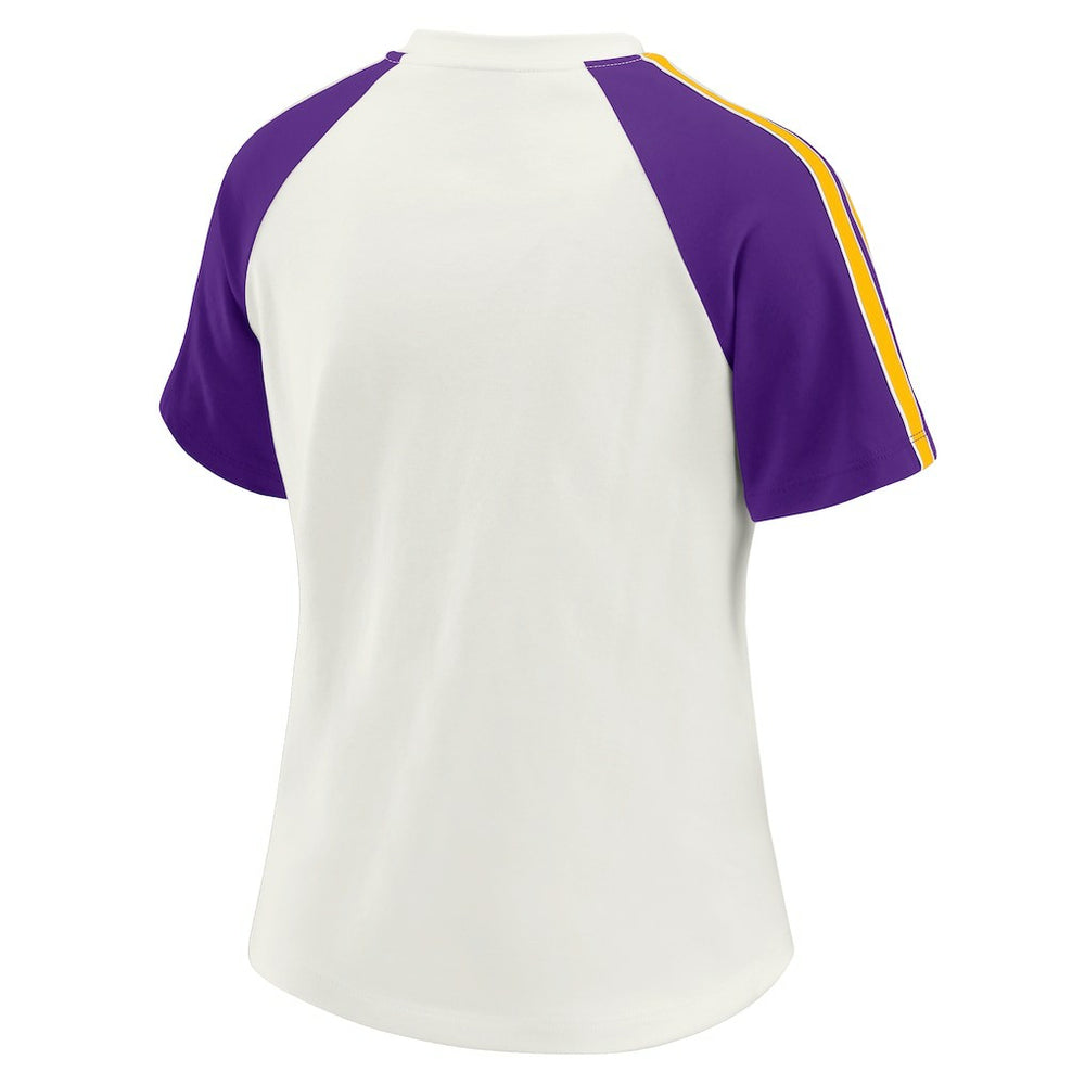 Minnesota Vikings  WEAR by Erin Andrews Women's Sleeve Stripe Distressed Raglan T-Shirt