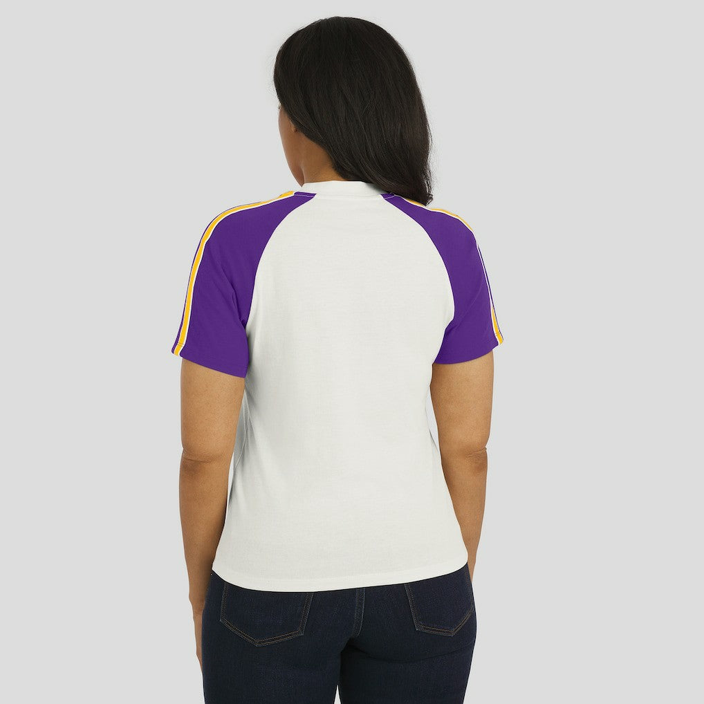 Minnesota Vikings  WEAR by Erin Andrews Women's Sleeve Stripe Distressed Raglan T-Shirt