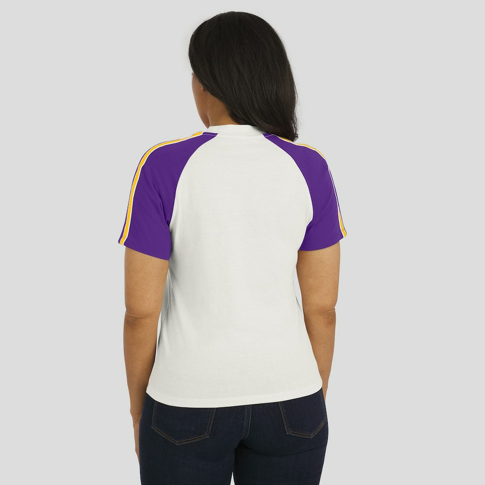 Minnesota Vikings  WEAR by Erin Andrews Women's Sleeve Stripe Distressed Raglan T-Shirt