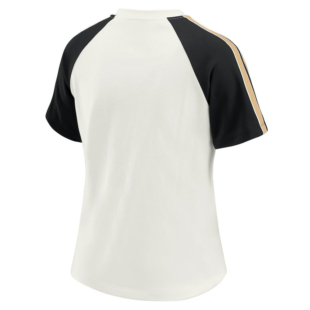 New Orleans Saints  WEAR by Erin Andrews Women's Sleeve Stripe Distressed Raglan T-Shirt