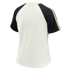 New Orleans Saints  WEAR by Erin Andrews Women's Sleeve Stripe Distressed Raglan T-Shirt
