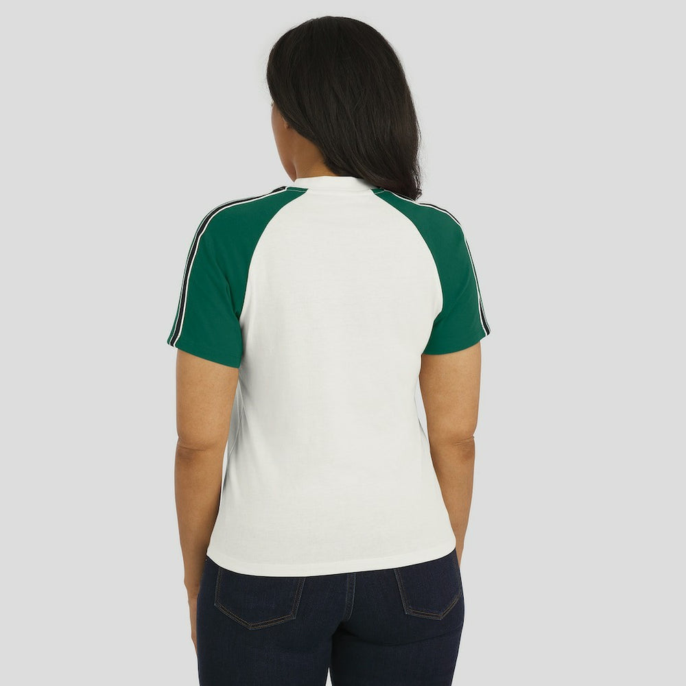 New York Jets  WEAR by Erin Andrews Women's Sleeve Stripe Distressed Raglan T-Shirt