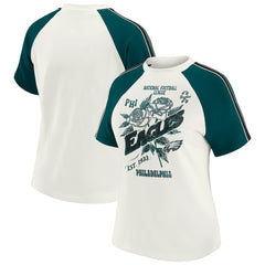 Philadelphia Eagles  WEAR by Erin Andrews Women's Sleeve Stripe Distressed Raglan T-Shirt