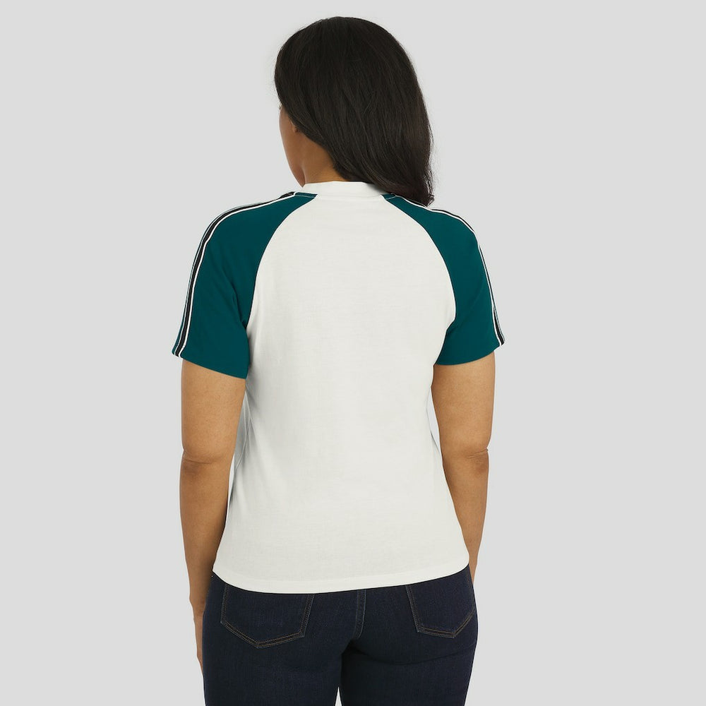 Philadelphia Eagles  WEAR by Erin Andrews Women's Sleeve Stripe Distressed Raglan T-Shirt