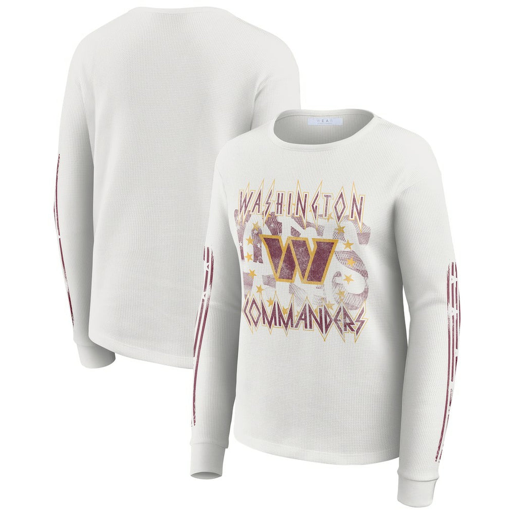 Washington Commanders  WEAR by Erin Andrews Women's Graphic Waffle Long-Sleeve T-Shirt
