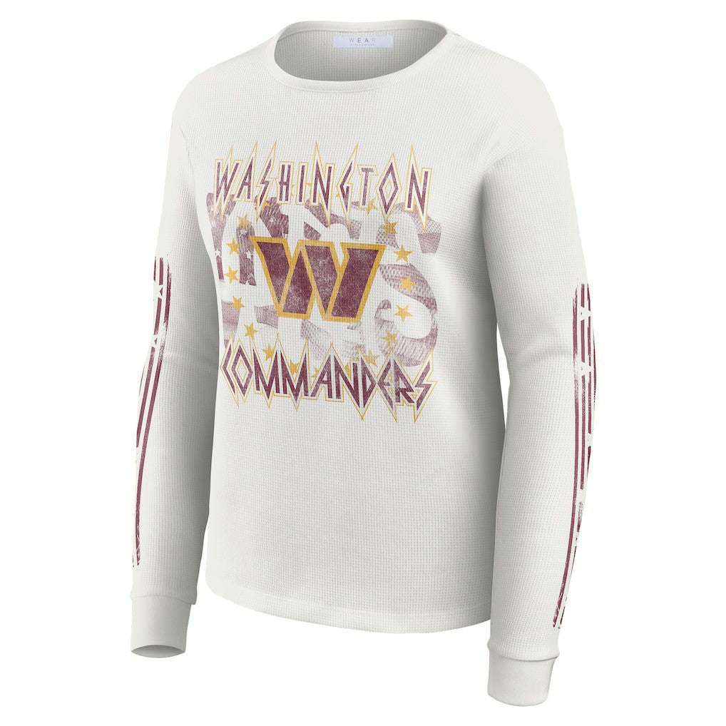 Washington Commanders  WEAR by Erin Andrews Women's Graphic Waffle Long-Sleeve T-Shirt