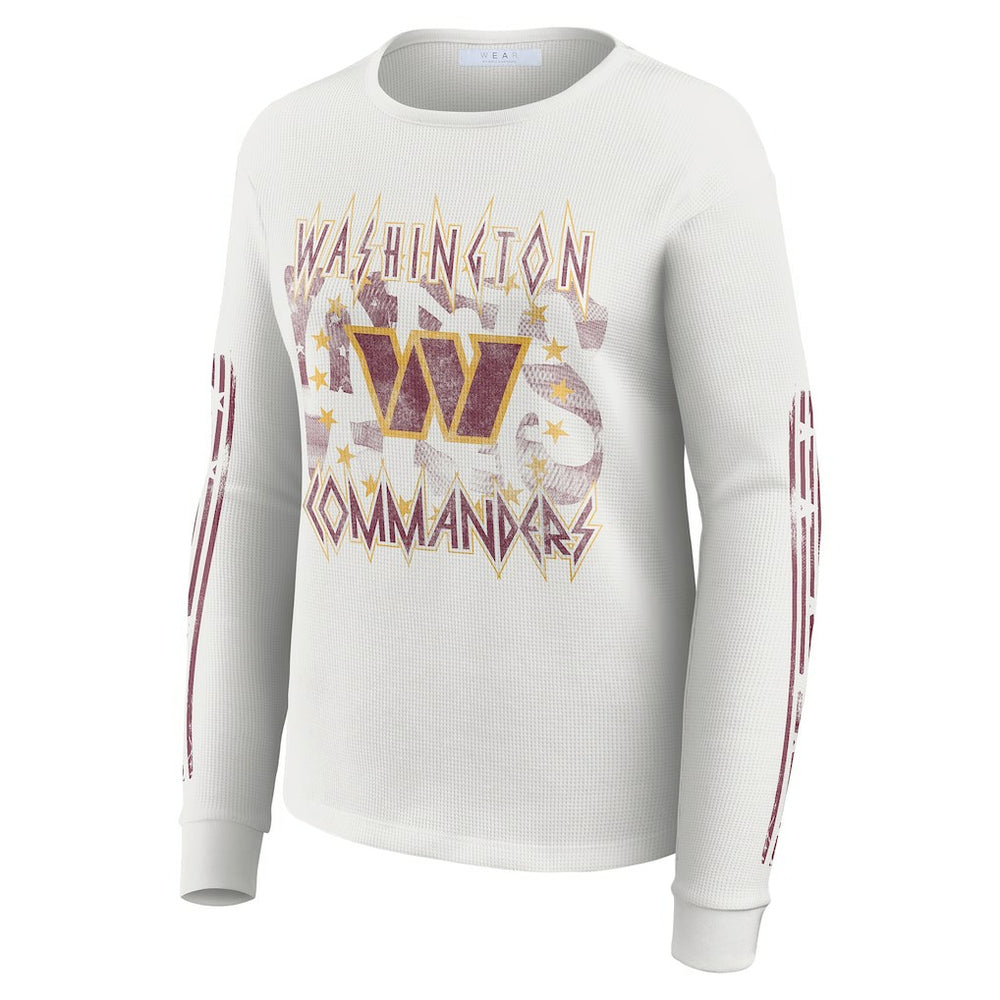 Washington Commanders  WEAR by Erin Andrews Women's Graphic Waffle Long-Sleeve T-Shirt