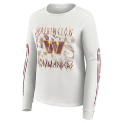 Washington Commanders  WEAR by Erin Andrews Women's Graphic Waffle Long-Sleeve T-Shirt