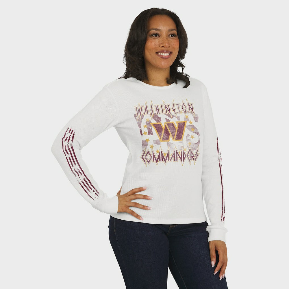 Washington Commanders  WEAR by Erin Andrews Women's Graphic Waffle Long-Sleeve T-Shirt