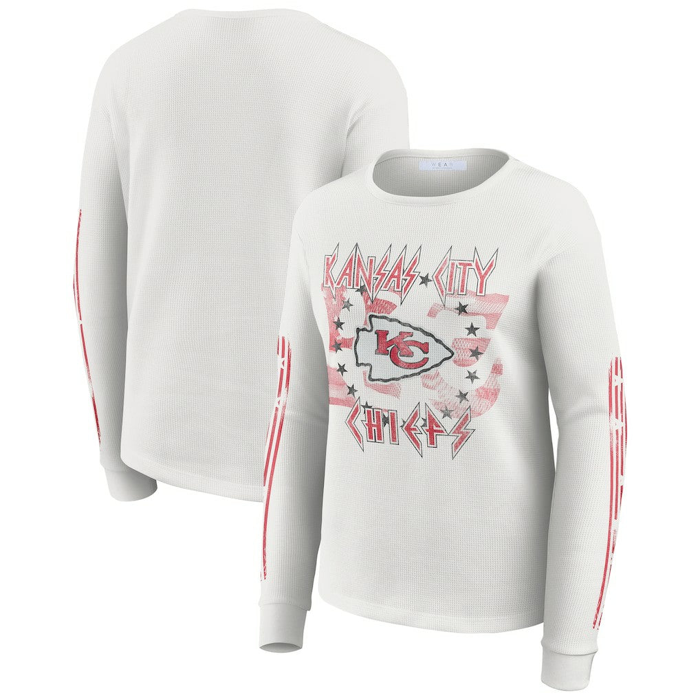 Kansas City Chiefs  WEAR by Erin Andrews Women's Graphic Waffle Long-Sleeve T-Shirt
