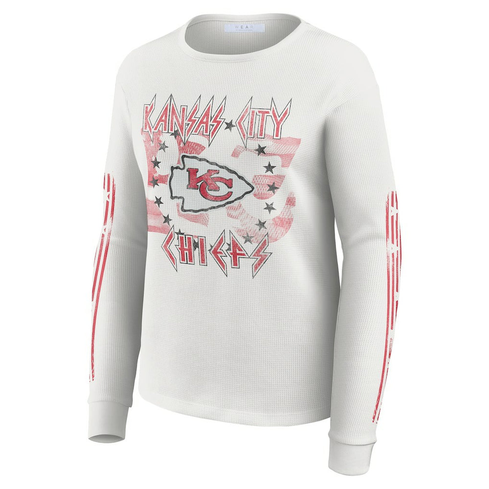 Kansas City Chiefs  WEAR by Erin Andrews Women's Graphic Waffle Long-Sleeve T-Shirt