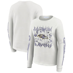 Baltimore Ravens  WEAR by Erin Andrews Women's Graphic Waffle Long-Sleeve T-Shirt